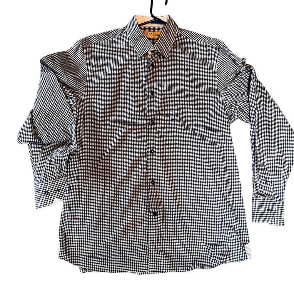 BriO by Milano Men's Long Sleeve Button Down Shirt. Blue/White. Size XL 17.5-18
